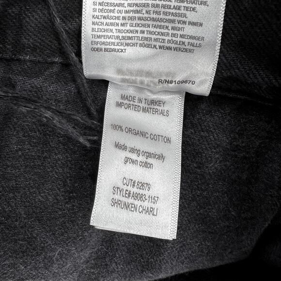 AGOLDE Shrunken Charli Black Denim Jacket Jagged Raw Hem Distressed Size Small - Picture 5 of 6